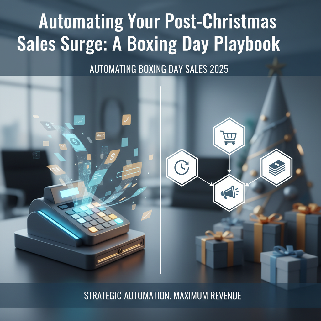 Illustration showing automating boxing day sales 2025 concepts for automating your post-christmas...